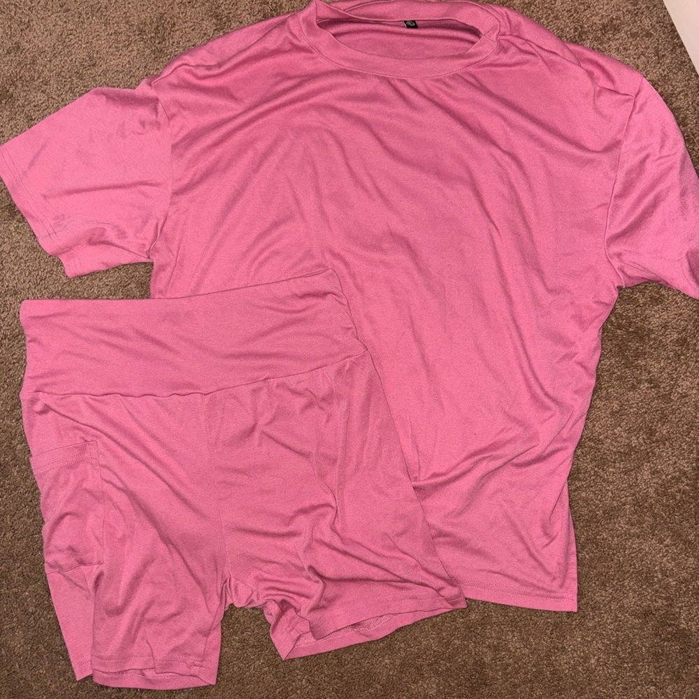 Pink T-Shirt and Shorts Set
